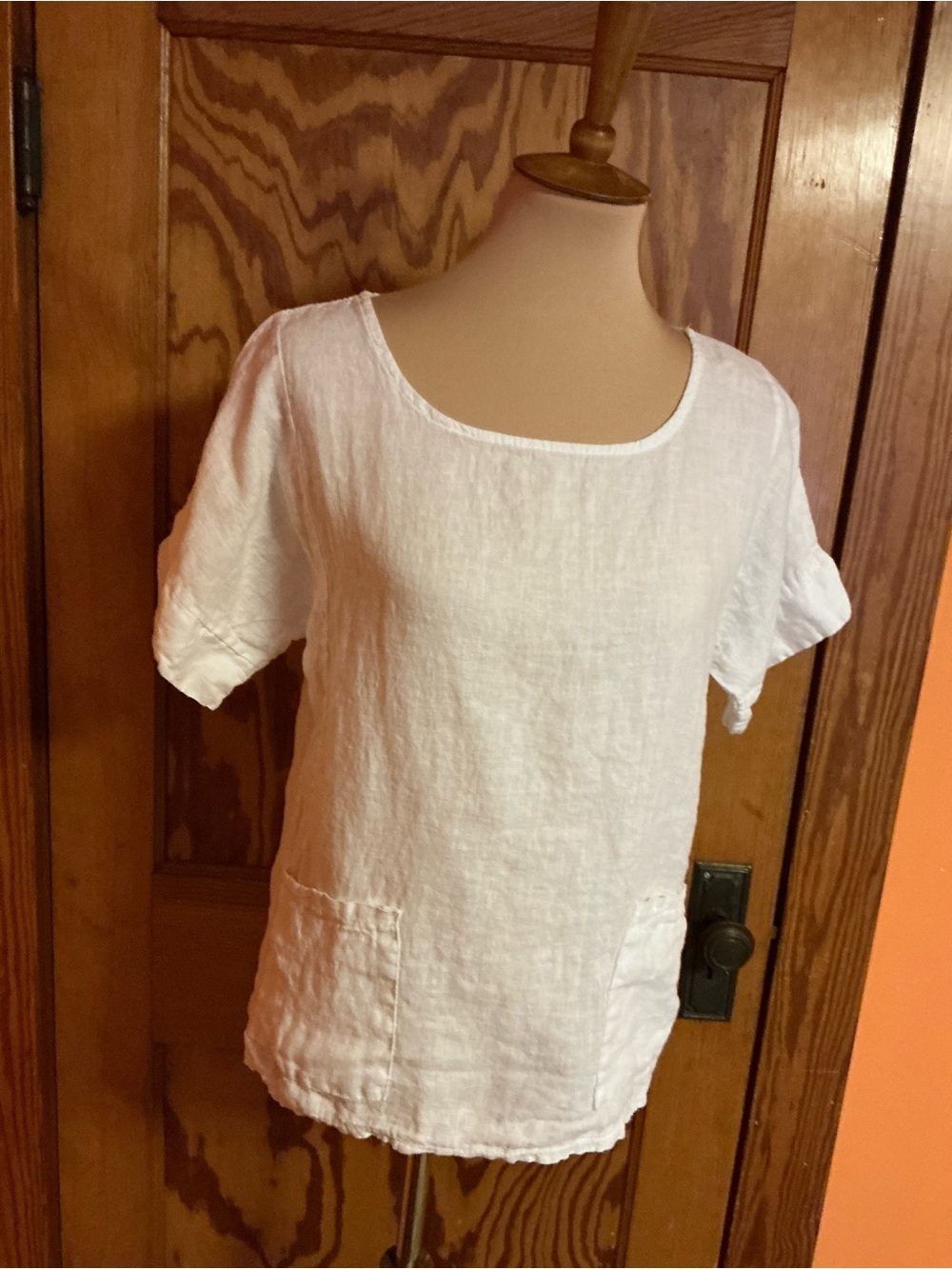 Francesca Bettini White Linen Tunic Top Made in Italy Pockets Medium - Picture 13 of 15